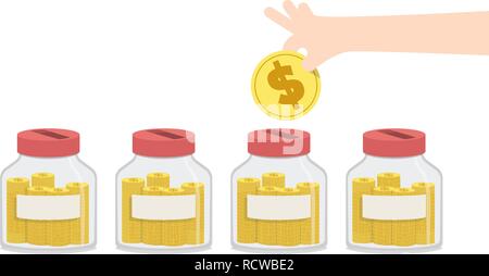 Abbildung: Vektor leer Geld sparen mit Jar für so etwas wie home Reparaturen, Auto Zahlung, Bildung zu verbringen, Aufwendungen für Reisen und so weiter. Fina Stock Vektor