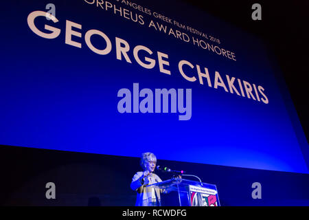 Los Angeles, USA. 10 Juni, 2018. Rita Moreno liefert Rede auf der Bühne Los Angeles am Griechischen Film Festival Orpheus Preisverleihung 2018. Stockfoto