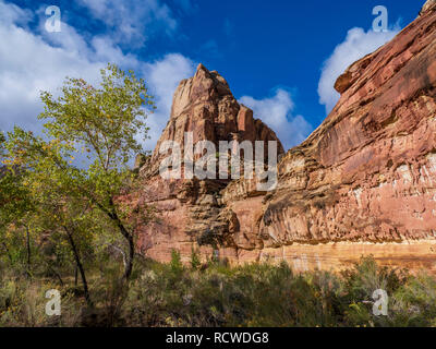 Formationen in der Nähe des östlichen Eingangs zum Capitol Reef National Park, Utah. Stockfoto