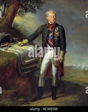 Portrait von Feldmarschall Generalissimus Fürst Alexander Suworow (1729-1800). Museum: A.Suworow State Memorial Museum, St. Petersburg. Autor: Steuben, Charles de. Stockfoto