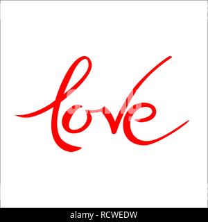 Valentines Tag liebe Schriftzug. Hand gezeichnet. Typografie Einladung. Stock Vektor