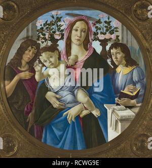 Madonna mit Kind, Johannes dem Täufer und ein Engel. Museum: Muzeum Narodowe, Warschau. Autor: BOTTICELLI, Sandro. Stockfoto