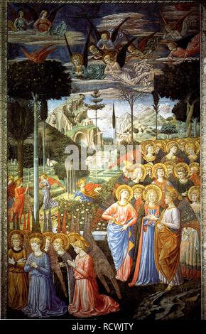 Anbetende Engel (Detail von Fresco von den Sterndeutern Kapelle des Palazzo Medici Riccardi). Museum: Palazzo Medici-Riccardi, Florenz. Autor: GOZZOLI, Benozzo. Stockfoto