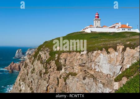 Cabo da Roca Leuchtturm, westlichste Teil Europas, Lissabon Küste, Portugal, Europa Stockfoto