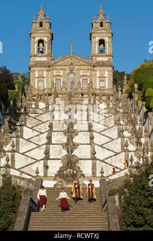 Barocke Treppen, Bom Jesus do Monte Heiligtum, Braga, Minho, Portugal, Europa Stockfoto