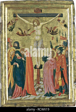 Die Kreuzigung. Museum: Museo Thyssen-Bornemisza Sammlungen. Autor: Meister der Pomposa Kapitelsaal. Stockfoto