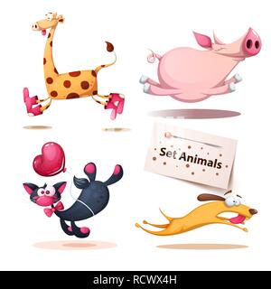 Giraffen, Schwein, Katze, Hund, Tiere Stock Vektor