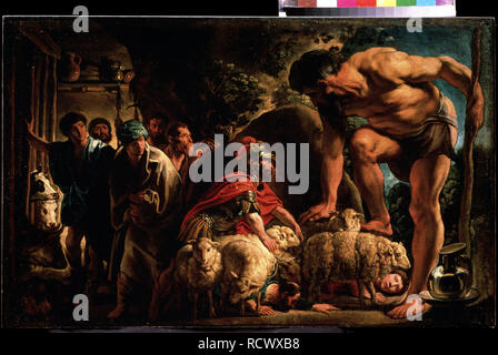 Odysseus in die Höhle des Polyphemos. Museum: Staat A Puschkin-Museum für bildende Künste, Moskau. Autor: JORDAENS, Jacob. Stockfoto