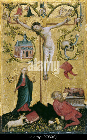 Christus am Kreuz als Redemptor Mundi. Museum: Museo Thyssen-Bornemisza Sammlungen. Autor: Westfälische Master. Stockfoto