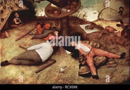 Das Schlaraffenland. Museum: Alte Pinakothek, München. Autor: Bruegel (Brueghel), Pieter, der Ältere. Stockfoto