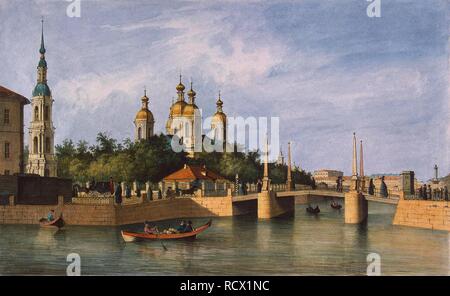 Der Heilige Nikolaus Marine Kathedrale in St. Petersburg. Museum: Staatliche Eremitage, St. Petersburg. Autor: PERROT, Ferdinand Victor. Stockfoto