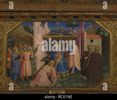 Die Anbetung der Könige (die Verkündigung Altarbild mit 5 Predella Szenen). Museum: Museo del Prado, Madrid. Thema: Fra Angelico. Stockfoto