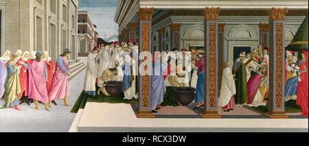 Drei Wunder des Heiligen Zenobius. Museum: National Gallery, London. Autor: BOTTICELLI, Sandro. Stockfoto