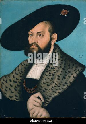 Portrait des Markgrafen von Brandenburg-Ansbach Abrecht, Herzog von Preußen. Museum: Herzog Anton Ulrich Museum Braunschweig. Autor: Cranach, Lucas, der Ältere. Stockfoto