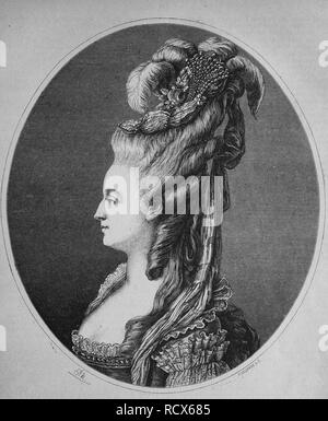 Marie Antoinette, 1755-1793, Erzherzogin von Österreich, Prinzessin von Ungarn, Böhmen und Toskana, Holz Gravieren, um 1880 Stockfoto