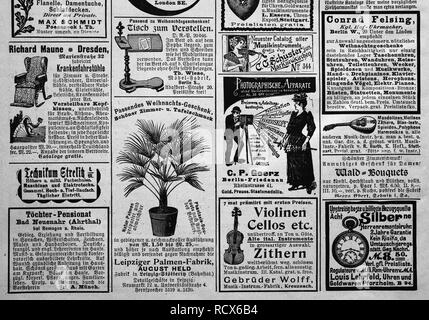 Werbung in der Zeitschrift 'Gartenlaube' im Jahre 1890 veröffentlicht. Stockfoto