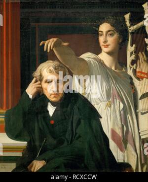 Luigi Cherubini und die Muse der Lyrik. Museum: Musée du Louvre, Paris. Thema: INGRES, Jean Auguste Dominique. Stockfoto