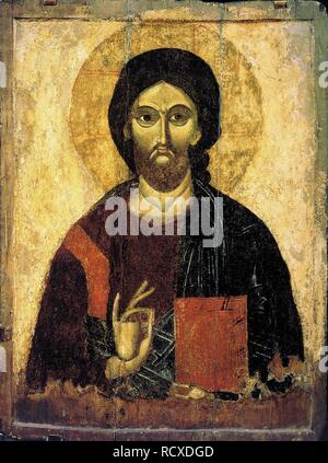 Christus Pantokrator. Museum: Staatliche Tretjakow-Galerie, Moskau. Thema: russische Ikone. Stockfoto