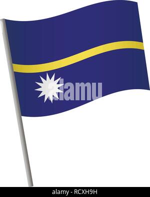 Nauru Flagge Symbol. Nationalflagge von Nauru auf einer Stange Vector Illustration. Stock Vektor