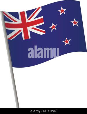 Neuseeland Flagge Symbol. Nationale Flagge Neuseeland auf einer Stange Vector Illustration. Stock Vektor