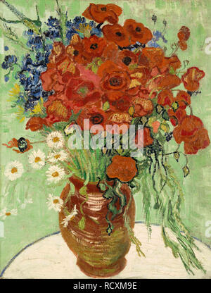 Stilleben, Vase mit Gänseblümchen und Mohn. Museum: private Sammlung. Autor: Van Gogh, Vincent. Stockfoto