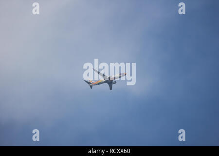 Chiangmai, Thailand - 3. Januar 2019: HS-DBY Boeing 737-800 von NokAir. Von Chiangmai Flughafen in Bangkok. Stockfoto