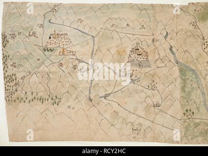 Bild - Karte von Zentraltibet in 7 Abschnitte. 1844 - 1862. Quelle: Hinzufügen. Oder. 3016 w.1, Detail 1. Autor: Anon. Stockfoto