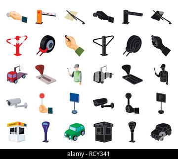 Aktivierung, Alarm, Kunst, Telefonzentrale, Barricade, Schranke, Fahrrad, Stand, Kamera, Auto, Cartoon, schwarz, Schelle, Münze, Sammlung, Konstruktion, Design, Ausstattung, feine, Hand, Besitz, Icon, Illustration, isoliert, Logo, Meter, Parken, Straße, Regel, Sicherheit, Service, Satz, Zeichen, Stop, Symbol, Maut-, Schlepp-, Getriebe-, Lkw-, Vektor-, Web-, Rad- zone Vektor Vektoren, Stock Vektor