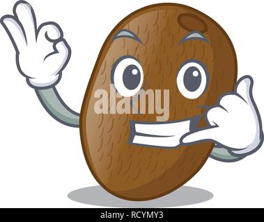 Rufen Sie mich an Kiwis auf Maskottchen Platte positioniert ist Stock Vektor