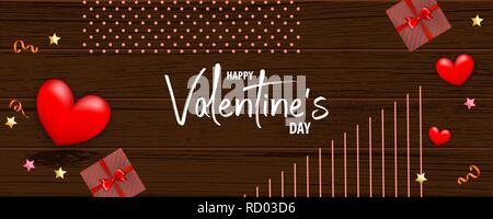 Valentines Tag Holz 3d Vektor Hintergrund Stock Vektor