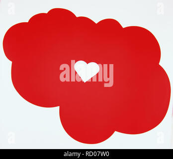 Happy Valentine's Day, mit weißen Herzen auf Red Cloud Hintergrund Stockfoto