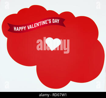 Happy Valentine's Day, mit weißen Herzen auf Red Cloud Hintergrund Stockfoto