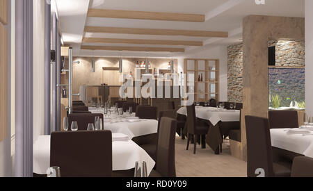 3D-Render von Restaurant, Café, Restaurant Stockfoto