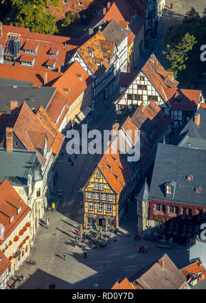 Luftaufnahme, Goetzsches Mausoleum, Markt Kirche Stankt Benediktii, Marktkirchhof, Quedlinburg-Altstadt, Quedlinburg, Landkreis Harz, Sachsen-Anhalt, Ge Stockfoto