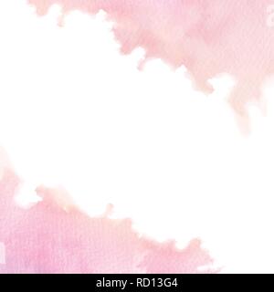 Von Hand bemalt rosa Aquarell diagonal Grenze Textur mit weichen Kanten auf weißem Hintergrund. Vector Hintergrund Rahmen verwendbar für Karten, Hochzeit Stock Vektor