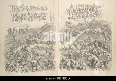 Das weiße Pferd. Der Abschaum der Weißen Pferd, oder die lange Vaca. Cambridge, 1859 [1858]. Menschen ausgraben, die Zahl von einem weißen Pferd auf einem Hügel. Bild aus dem Abschaum der Weißen Pferd, oder die langen Urlaub wandern von einem Londoner Sekretärin genommen. Vom Autor von Tom Brown's School Days [d. h. T. Hughes]. Illustriert von R. Doyle. Ursprünglich veröffentlichte/in Cambridge, 1859 [1858]. . Quelle: 12632.d.27, Titelseite. Sprache: Englisch. Stockfoto