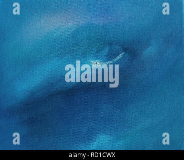 Blautöne Himmel und Ozean abstract gesättigte Ölfarbe Textur Hintergrund mit sichtbaren Pinselstriche. Stockfoto