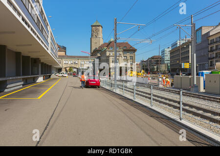 St. Gallen, Schweiz - 19 September, 2018: Blick in der Stadt St. Gallen. Die Stadt St. Gallen ist die Hauptstadt des Schweizer Kantons St. Gallen, Stockfoto