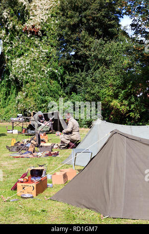 Mock up WWII field Camp am Wochenende im Norden Thoreby 40, Lincolnshire, Großbritannien Stockfoto