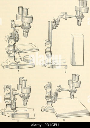 . Elementare chemische Mikroskopie. Mikroskopie; Mikrochemie. Mikroskope FÜR DEN EINSATZ IN DER CHEMISCHEN LABORATORIKS 73 das Prisma Kammern cc' (Abb. 30) Jeder durch einen kleinen Bogen um die Okulare für das bestimmte angepasst werden kann. Abb. 31. Die märzfliege jedes einzelnen Arbeitnehmers. Wenn richtig eingestellt, die den Betrachter in das Instrument auf der Suche mit beiden. Bitte beachten Sie, dass diese Bilder sind von der gescannten Seite Bilder, die digital für die Lesbarkeit verbessert haben mögen - Färbung und Aussehen dieser Abbildungen können nicht perfekt dem Original ähneln. extrahiert. Chamot, Emile Stockfoto