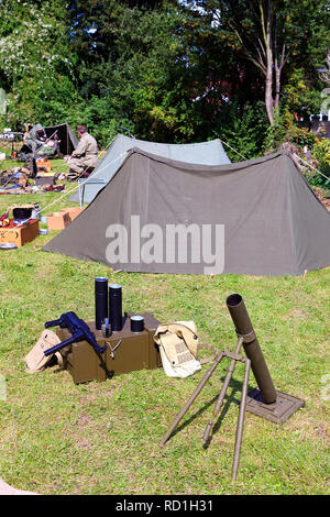 Mock up WWII field Camp am Wochenende im Norden Thoreby 40, Lincolnshire, Großbritannien Stockfoto