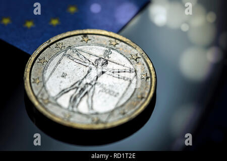 Italienische eurocoin, symbolische Foto Schuldenkrise in Italien, Italienische Euromünze, Symbolfoto Schuldenkrise in Italienisch Stockfoto