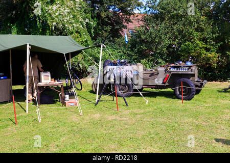 Mock up WWII field Camp am Wochenende im Norden Thoreby 40, Lincolnshire, Großbritannien Stockfoto