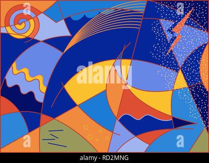 Abstract Meer Landschaft in das schlechte Wetter Stock Vektor