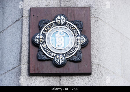 Ein Bild von der Garda Abzeichen Logo auf Dublins Searse Street Station. PRESS ASSOCIATION Foto. Bild Datum: Mittwoch, 16. Januar 2019. Photo Credit: Niall Carson/PA-Kabel Stockfoto