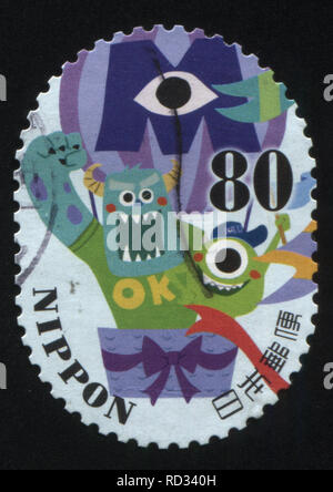 Russland KALININGRAD, 22. APRIL 2016: Briefmarke von Japan gedruckt, zeigt zwei Monster der Monster, Inc., ca. 2011 Stockfoto