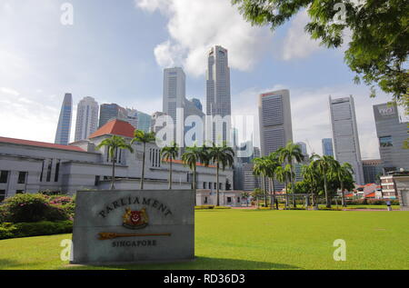 Parlament von Singapur und Downtown Stadtbild Stockfoto