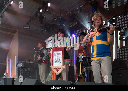 Bar steward Söhne von Val Doonican auf der Bühne des Bärtigen Theorie Festival Stockfoto