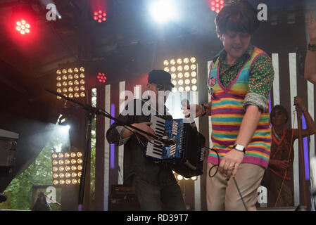 Bar steward Söhne von Val Doonican auf der Bühne des Bärtigen Theorie Festival Stockfoto