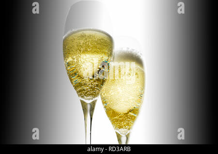 Nahaufnahme von Champagner Gläser, Studio shot Stockfoto